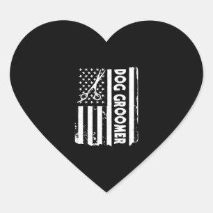Sticker Cœur États-Unis Drapeau Chien Groomer Amérique