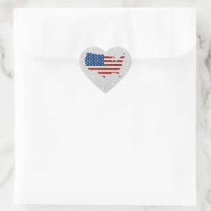 Sticker Cœur États-Unis Drapeau Stars & Stripes Juillet 4 Parti