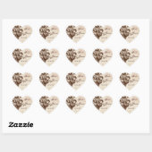 Sticker Cœur Étiquette-cadeau ou sceaux Chocolat Damask Swirl F (Feuille)
