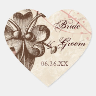 Sticker Cœur Étiquette-cadeau ou sceaux Chocolat Damask Swirl F