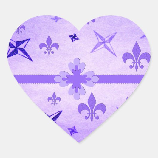 Sticker Cœur Étoiles et Fleur De Lis (Devant)