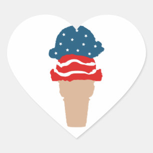 Sticker Cœur Étoiles et rayures Ice Cream Cone