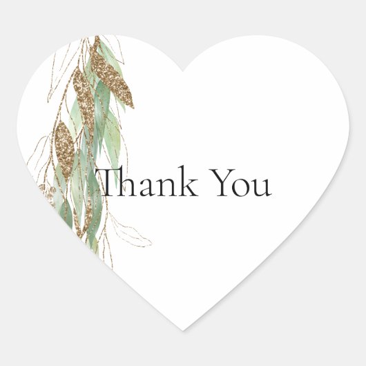 Sticker Cœur Eucalyptus Vert Mariage Glitzy (Devant)