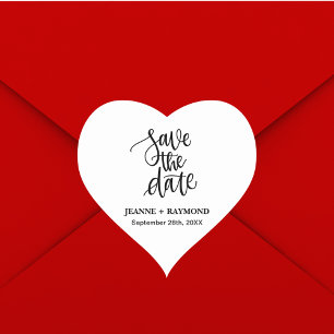 Sticker Cœur Événement Mariage Save the Date Lettres au Pinceau