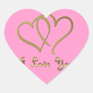 Sticker Cœur Eventré Gold Hearts i Love You