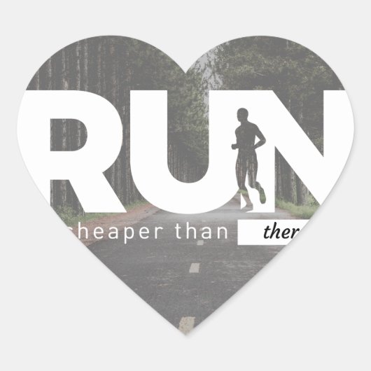 Sticker Cœur Exécuter moins cher que la thérapie Runners Traite (Devant)