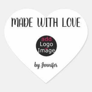 Sticker Cœur Fabriqué Avec Amour Élégant Logo Professionnel Per