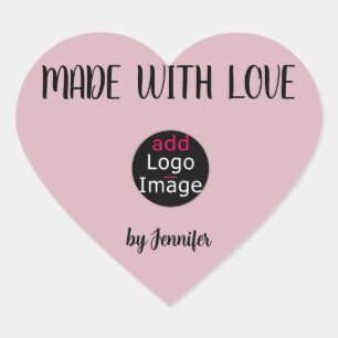 Sticker Cœur Fabriqué Avec Amour Professionnel Dusty Rose Rose