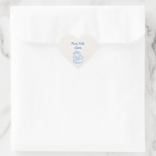 Sticker Cœur Fabriqué avec Amour Sceau de mariage bleu et bla