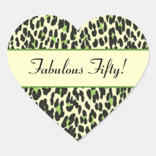 Sticker Cœur Fabuleux Cinquante Green Leopard Anniversaire