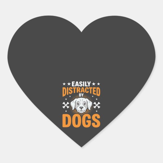 Sticker Cœur Facilement Distrait Par Les Chiens (Devant)