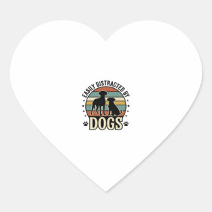 Sticker Cœur Facilement distrait par les chiens Design silhouet