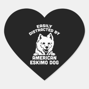 Sticker Cœur Facilement Distrait Par Les Chiens D'Esquimau Amér