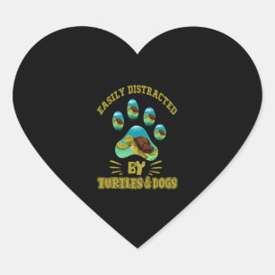 Sticker Cœur Facilement Distrait Par Les Tortues Et Chiens Anim