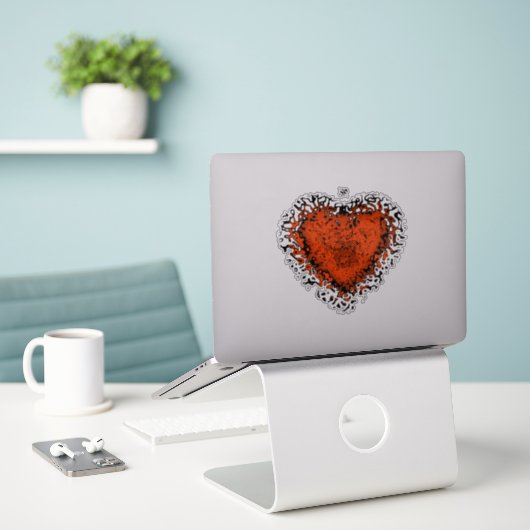 Sticker Coeur factice v1 (Ordinateur portable sur le bureau)