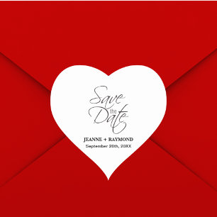 Sticker Cœur Faire-Part de Mariage Moderne d'Annonce de Date de