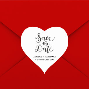 Sticker Cœur Faire-part personnalisé de mariage "Save The Date"