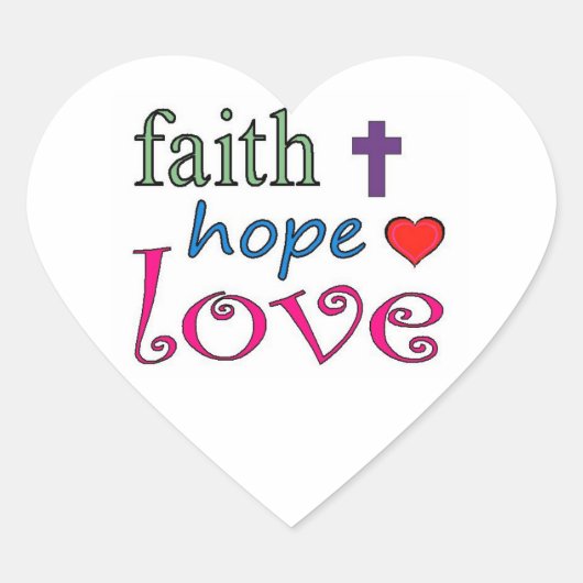 Sticker Cœur Faith Hope Love Cross Heart (Devant)