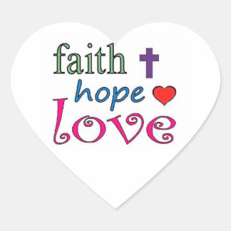 Sticker Cœur Faith Hope Love Cross Heart