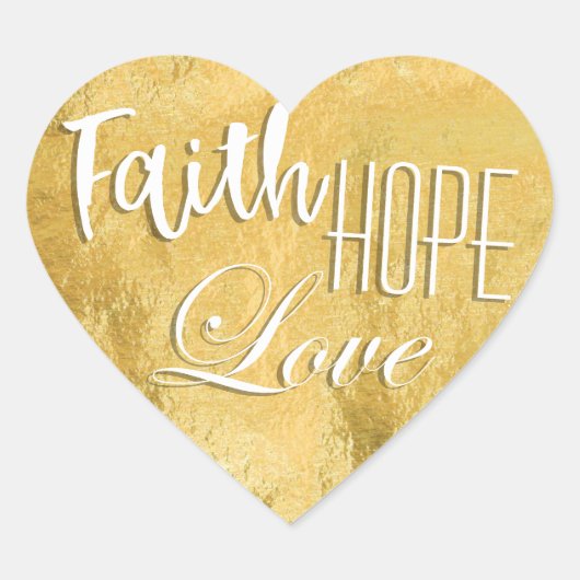 Sticker Cœur Faith Hope Love Gold Foil (Devant)