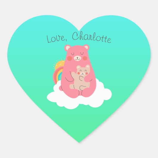 Sticker Cœur Famille d'ours (Devant)