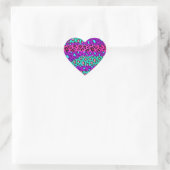 Sticker Cœur Fancy Empreinte de léopard sauvage Neon rose viole (Sac)