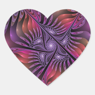 Sticker Cœur Fantaisie Abstraite Trippy Violette Fractale Color