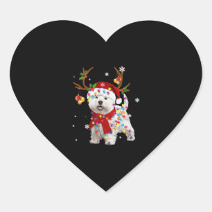 Sticker Cœur Fantaisie Westie Noël Teinder Reindeer Noël
