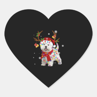 Sticker Cœur Fantaisie Westie Noël Teinder Reindeer Noël