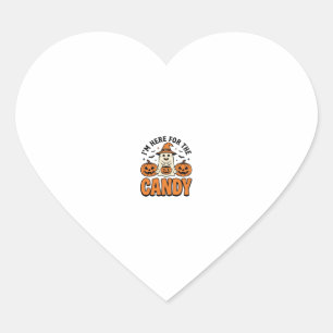 Sticker Cœur Fantôme d'Halloween ici pour les bonbons Mignon Vi