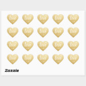 Sticker Cœur Faux Gold Foil LOVE Script Mariage noir (Feuille)