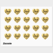 Sticker Cœur Faux Gold Foil LOVE Script Mariage noir (Feuille)