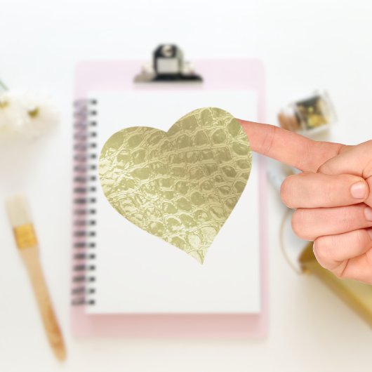 Sticker Cœur Faux Golden Alligator Skin