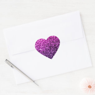 Sticker Cœur Faux paillettes scintillantes dégradé rose violet