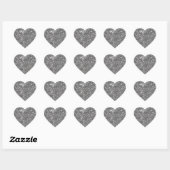 Sticker Cœur Faux Parties scintillant gris argent Texture look (Feuille)
