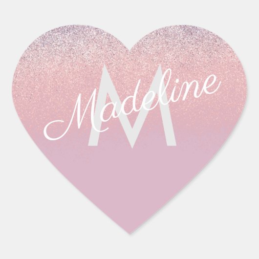 Sticker Cœur Faux rose et violet Parties scintillant étincelant (Devant)