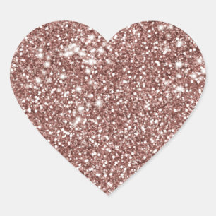 Sticker Cœur Faux Rose Parties scintillant or Texture look desi