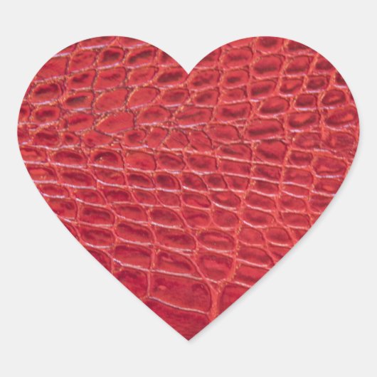 Sticker Cœur Faux rouge alligator cuir (Devant)