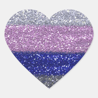 Sticker Cœur Faux Sparkly Silver Pink Blue Heart AH2010
