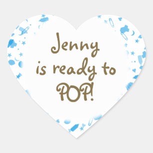 Sticker Cœur Faveur de Baby Shower Bébé Bleu Confetti