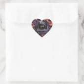 Sticker Cœur Faveur de mariage Fleurale Rose Noir (Sac)