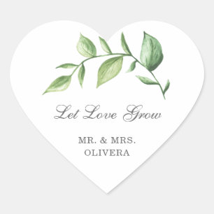 Sticker Cœur Faveur de mariage « Laissons l'amour grandir » ave