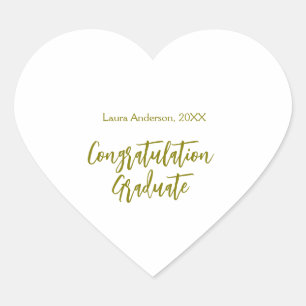 Sticker Cœur Félicitations diplômé nom doré promotion 20XX si