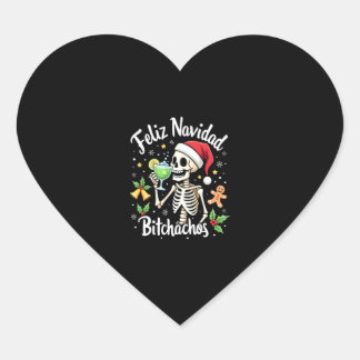 Sticker Cœur Feliz Navidad Bitchachos Drôle Crâne Espagnol Joye
