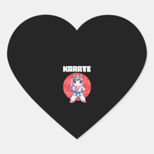 Sticker Cœur Femme Drôle Licorne Karaté Fille Karaté Arts Marti