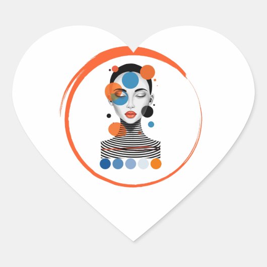 Sticker Cœur femme rêveuse (Devant)