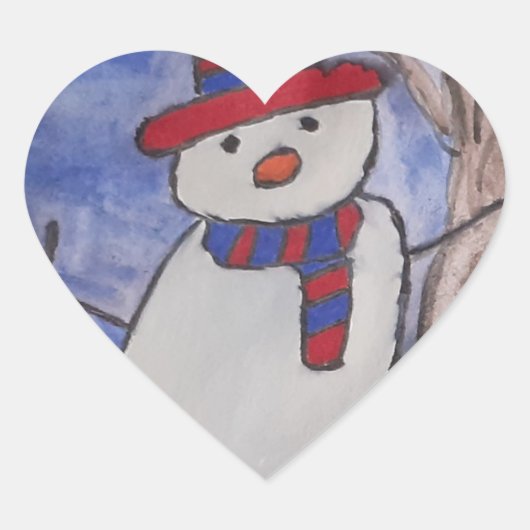 Sticker Cœur Festif Snowman (Devant)