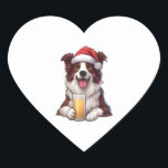 Sticker Cœur Festive Furry Grin Border Collie's Christmas Delig<br><div class="desc">Festive Furry Grin Border Collie's Christmas Delight Classic T-Shirt</div>