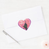 Sticker Cœur Fête de la Saint-Valentin au chat noir (Enveloppe)