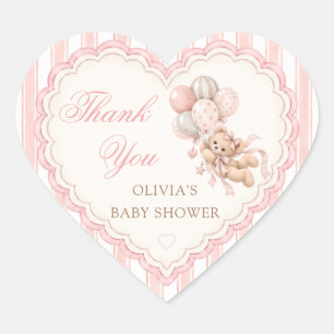Sticker Cœur Fête de naissance rose Teddy Bear Genre